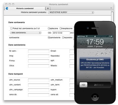 Historia zamówień i powiadomienia SMS